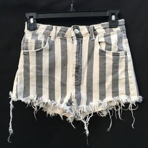 Zara Trafaluc Denimwear High Waist Striped Cutoffs